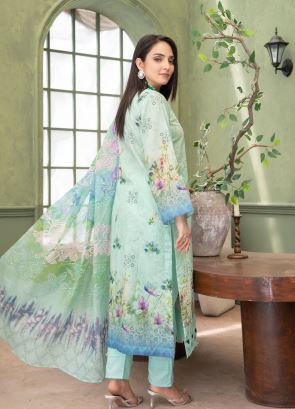 Mint Fiza - Luxury Digital Print Lawn Shirt with Fancy Embroidery