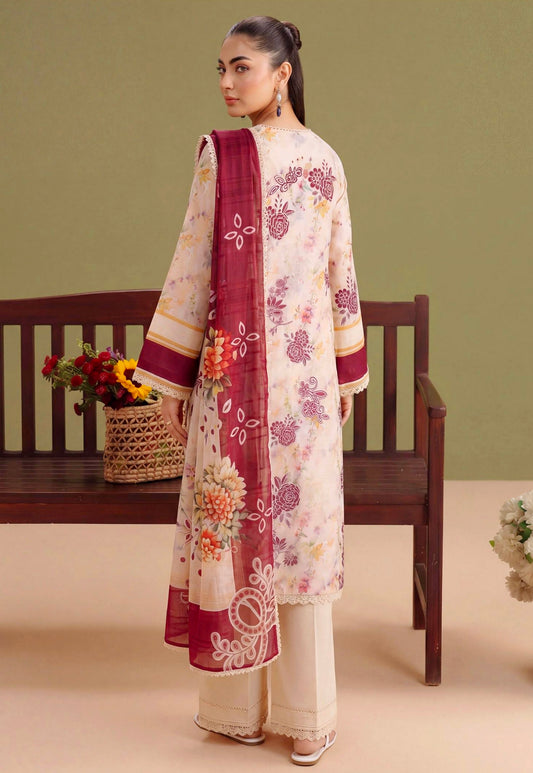 Ivory Dahlia Lawn Suit – 3 Piece Unstitched