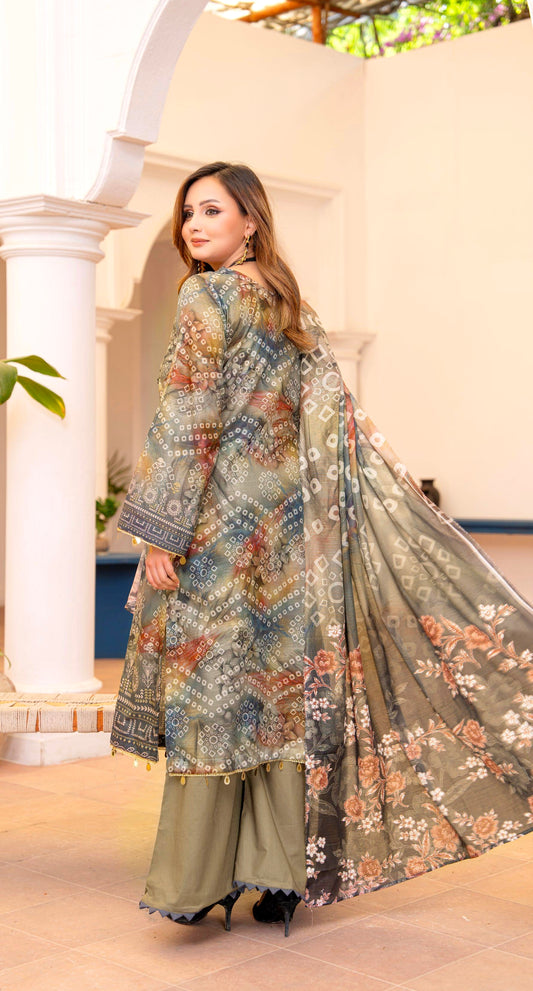 Sage Fusion Lawn Suit – 3 Piece Unstitched