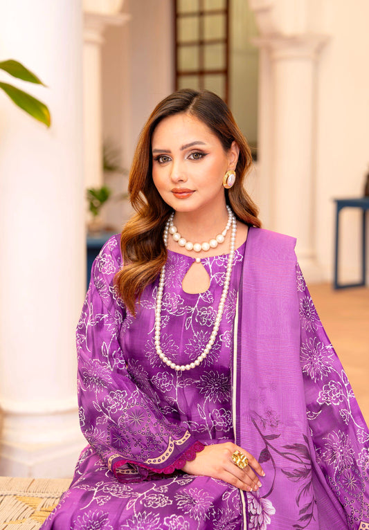 Velvet Iris Lawn Suit – 3 Piece Unstitched