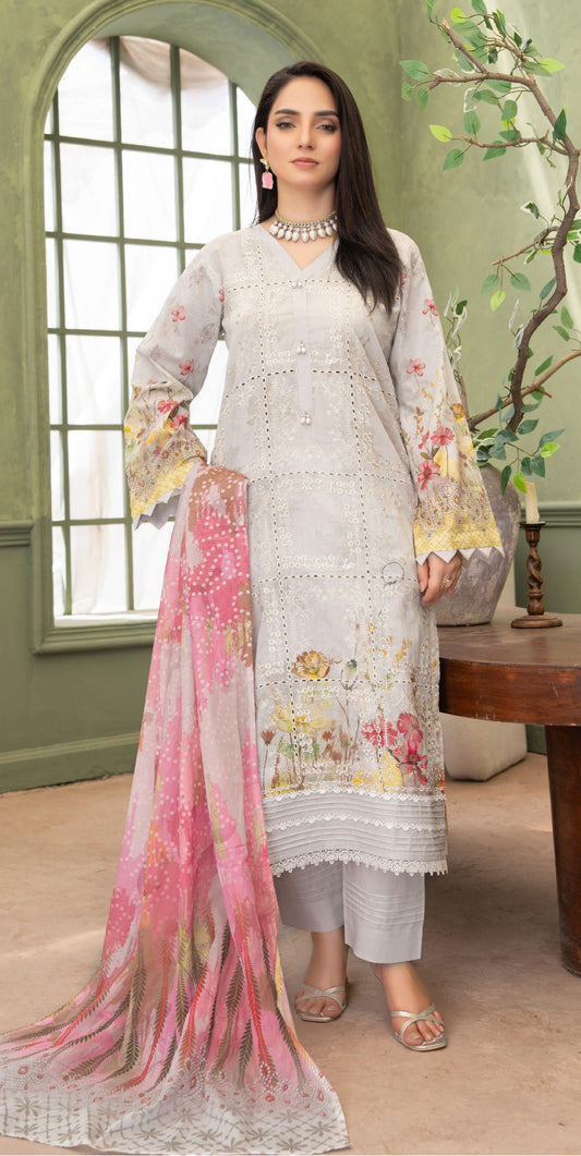 Grey Mist Lawn Suit – 3 Piece Unstitched