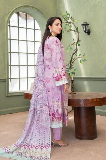 Lilac Noor -  Luxury Digital Print Lawn Shirt with Fancy Embroidery