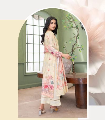 Yellow Solace -  Luxury Digital Print Lawn Shirt with Fancy Embroidery