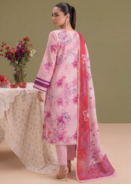 Blush Romance - Premium Unstitched Airjet Slub Lawn 3PC | House Of Ayra