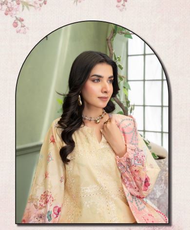 Yellow Solace -  Luxury Digital Print Lawn Shirt with Fancy Embroidery