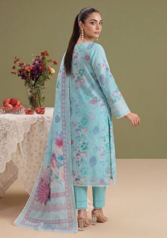 Azure Haze - Premium Unstitched Airjet Slub Lawn 3PC | House Of Ayra
