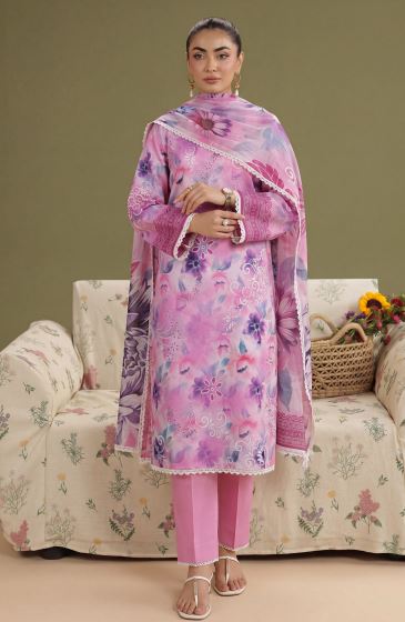  Lavender Mist - Premium Unstitched Airjet Slub Lawn 3PC | House Of Ayra