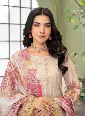 Ivory Elegance  -  Luxury Digital Print Lawn Shirt with Fancy Embroidery