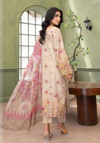 Ivory Elegance  -  Luxury Digital Print Lawn Shirt with Fancy Embroidery