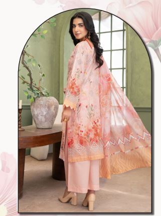 Peach Kiran -  Luxury Digital Print Lawn Shirt with Fancy Embroidery