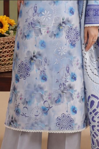 Periwinkle Solace -  Premium Unstitched Airjet Slub Lawn 3PC | House Of Ayra