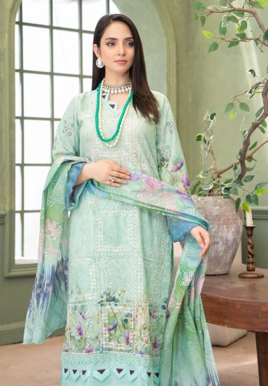 Mint Fiza -  Luxury Digital Print Lawn Shirt with Fancy Embroidery