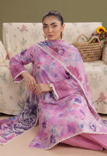  Lavender Mist - Premium Unstitched Airjet Slub Lawn 3PC | House Of Ayra