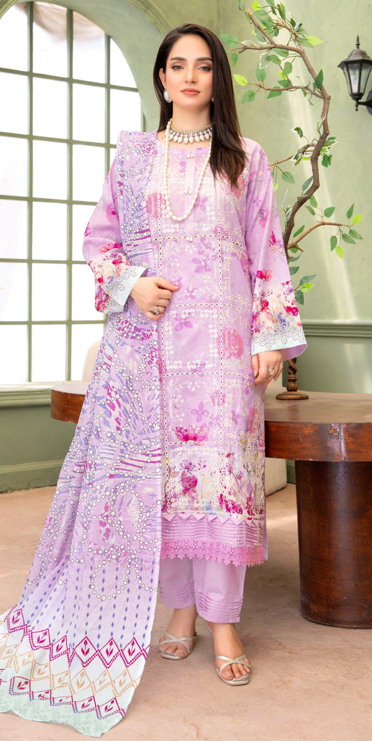 Lilac Noor Lawn Suit – 3 Piece Unstitched