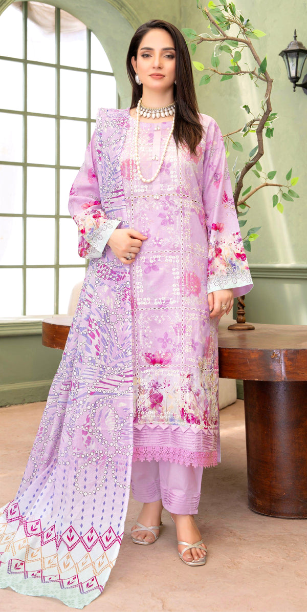 Lilac Noor Lawn Suit – 3 Piece Unstitched