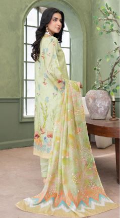 Lime Bloom -  Luxury Digital Print Lawn Shirt with Fancy Embroidery