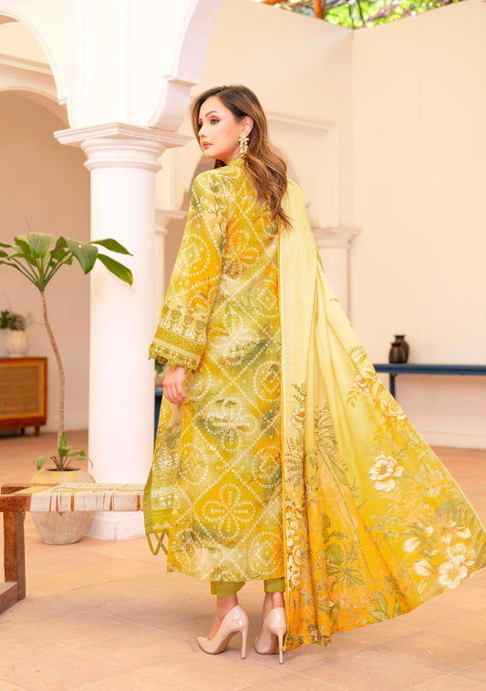 Amber Ochre Lawn Suit – 3 Piece Unstitched