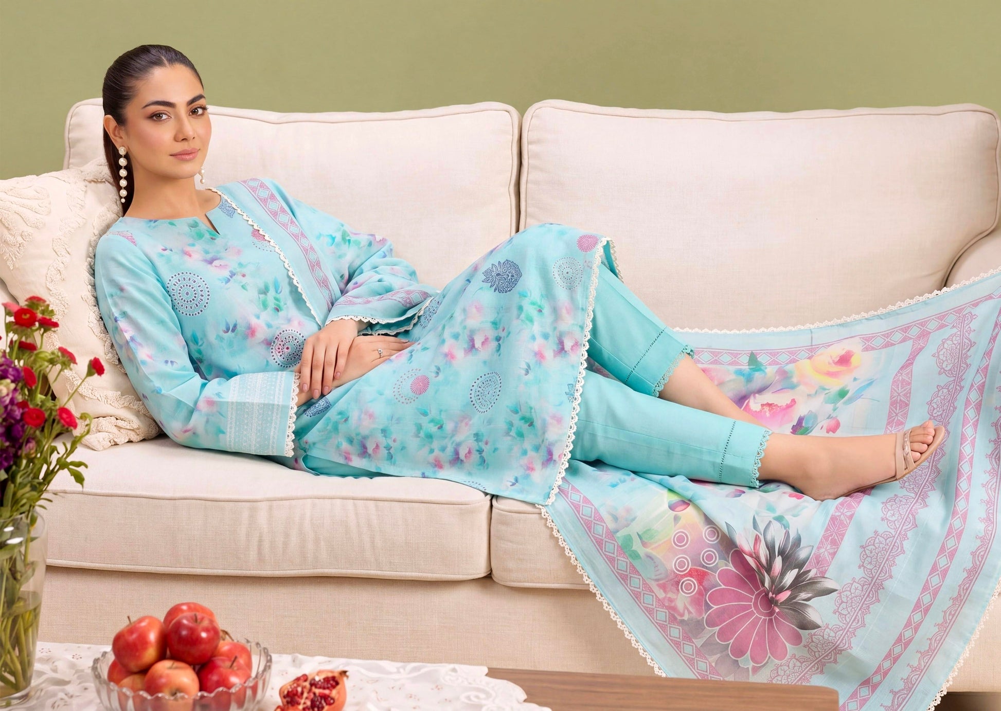Azure Haze Lawn Suit – 3 Piece Unstitched