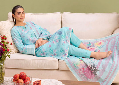 Azure Haze Lawn Suit – 3 Piece Unstitched