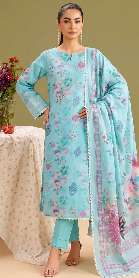Azure Haze Lawn Suit – 3 Piece Unstitched
