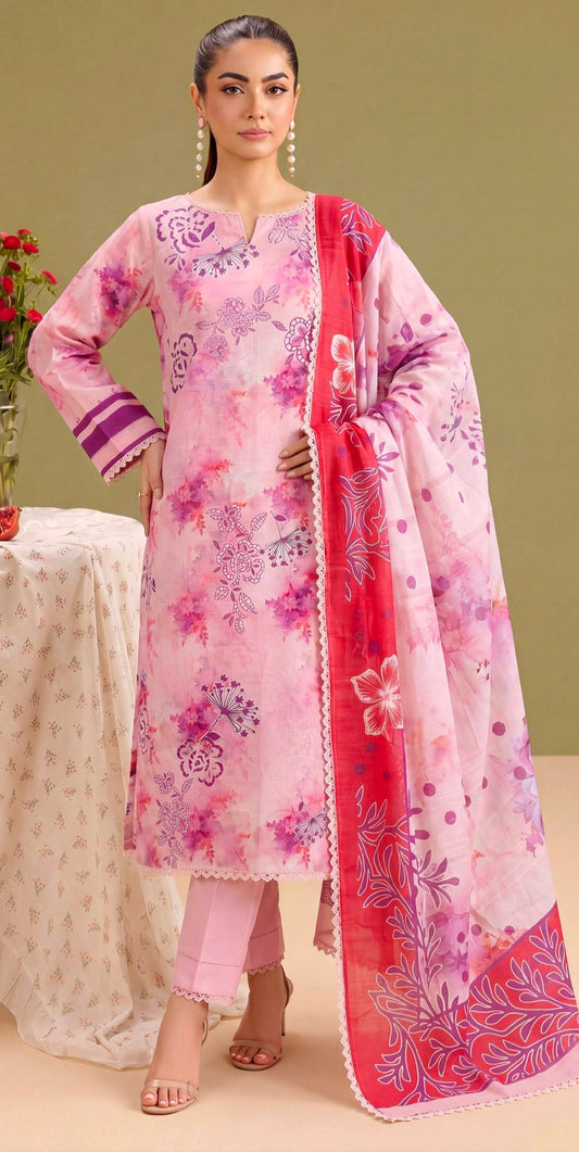 Blush Romance Lawn Suit – 3 Piece Unstitched