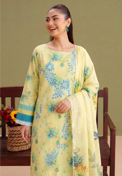 Citron Bloom Lawn Suit – 3 Piece Unstitched