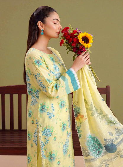 Citron Bloom Lawn Suit – 3 Piece Unstitched