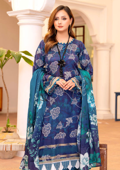 Dusk Sapphire Lawn Suit – 3 Piece Unstitched