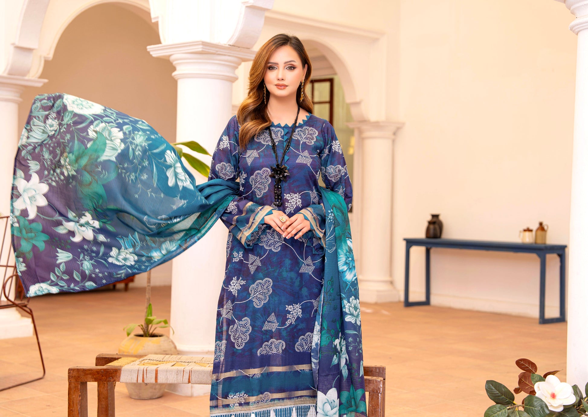 Dusk Sapphire Lawn Suit – 3 Piece Unstitched