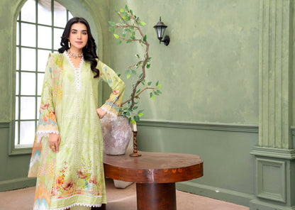 Lime Bloom Lawn Suit – 3 Piece Unstitched