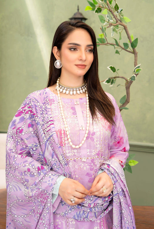 Lilac Noor Lawn Suit – 3 Piece Unstitched