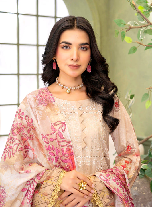 Ivory Elegance Lawn Suit – 3 Piece Unstitched