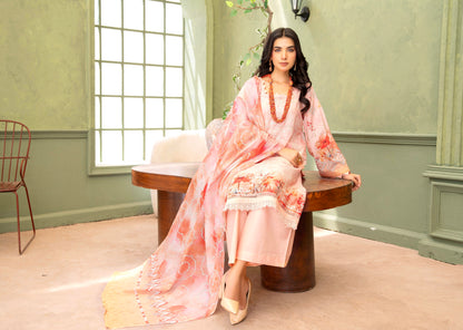 Peach Kiran Lawn Suit – 3 Piece Unstitched