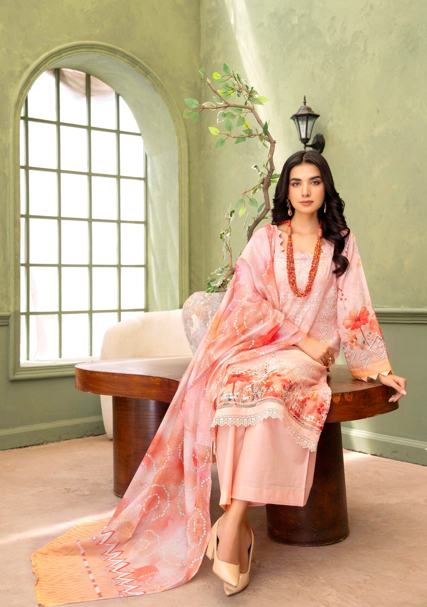 Peach Kiran Lawn Suit – 3 Piece Unstitched