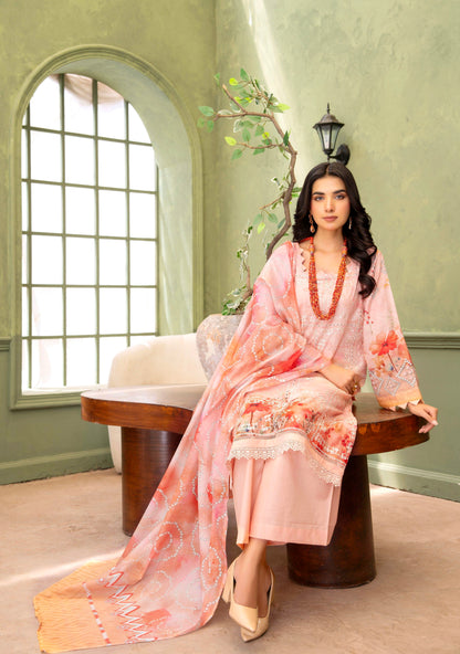Peach Kiran Lawn Suit – 3 Piece Unstitched