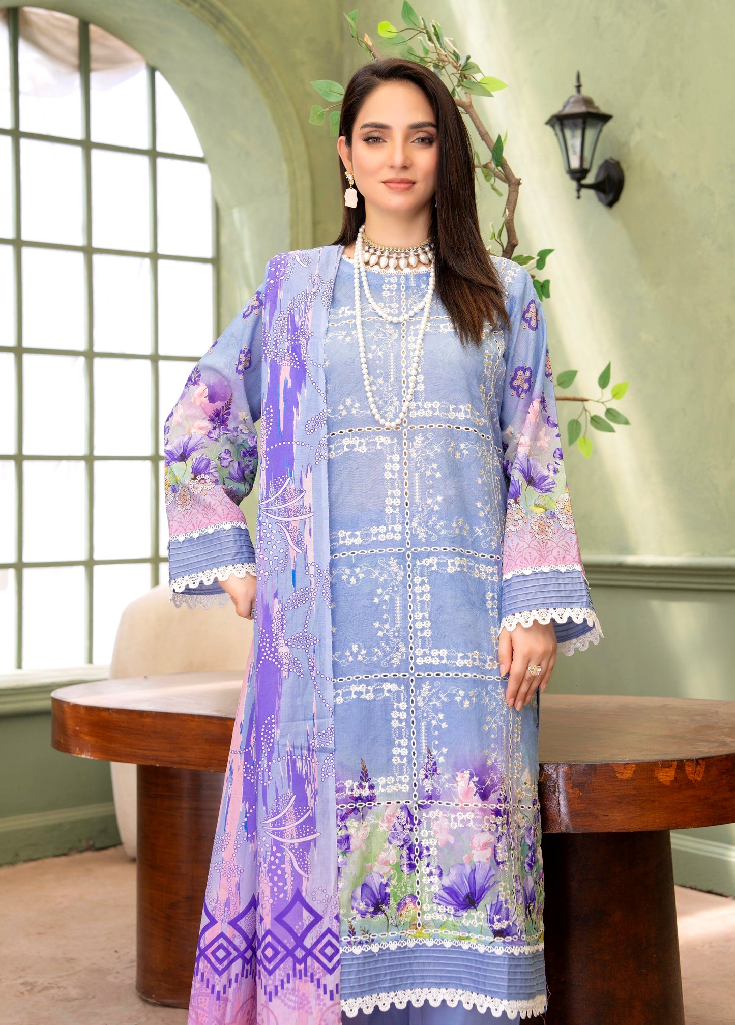 Sky Aura Lawn Suit – 3 Piece Unstitched