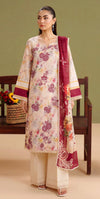 Ivory Dahlia Lawn Suit – 3 Piece Unstitched