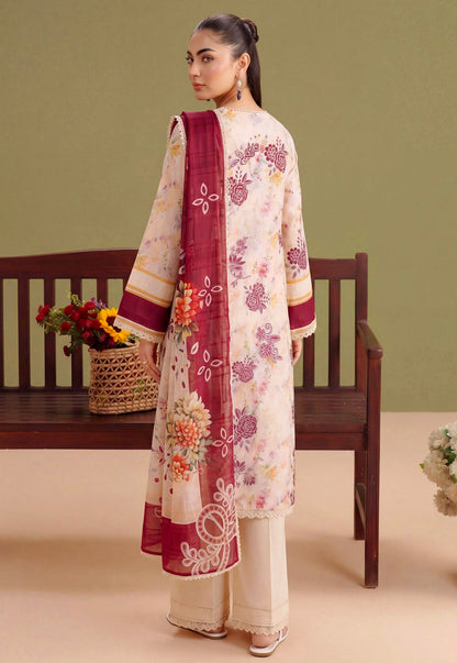 Ivory Dahlia Lawn Suit – 3 Piece Unstitched