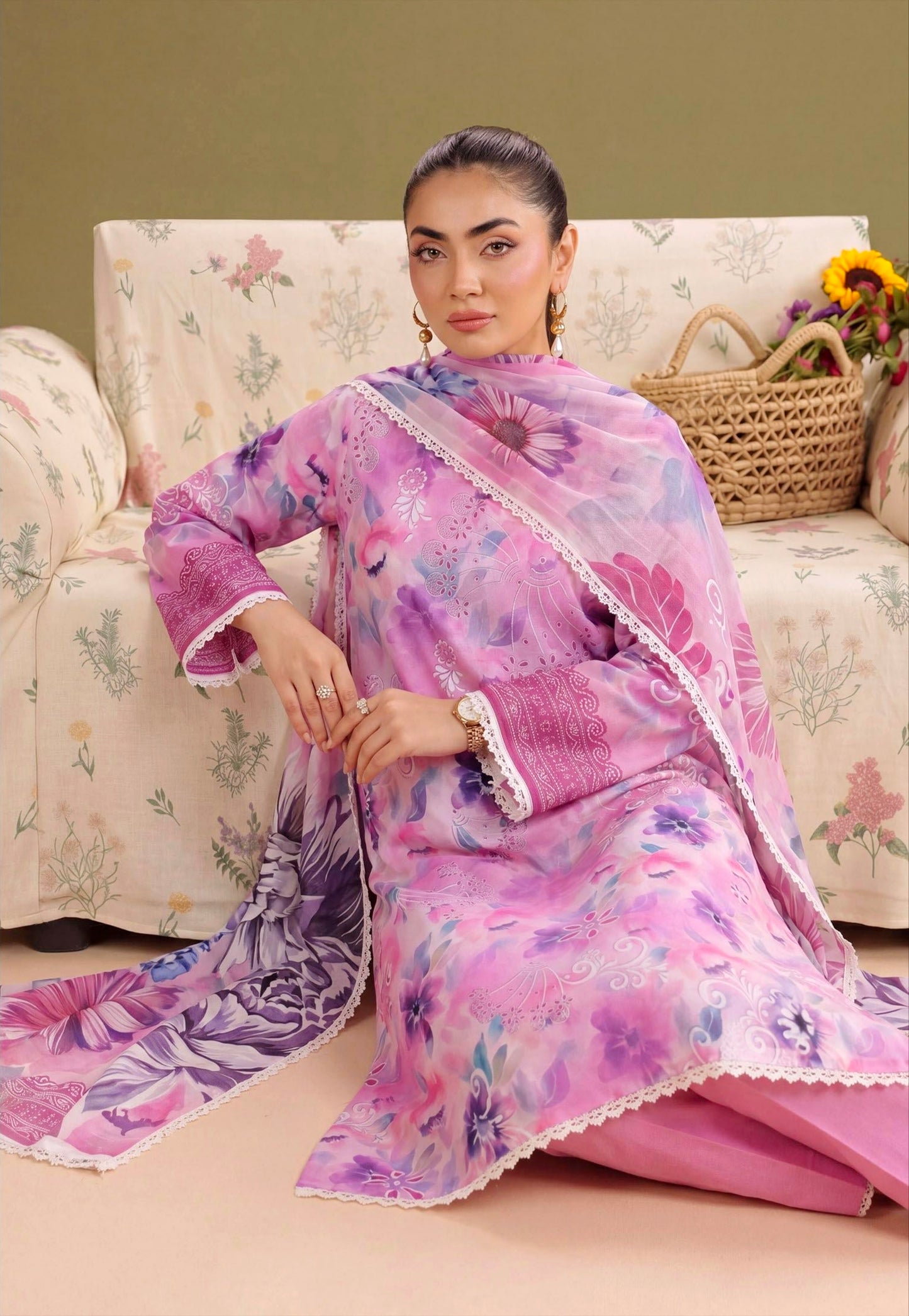 Lavender Mist Lawn Suit – 3 Piece Unstitched