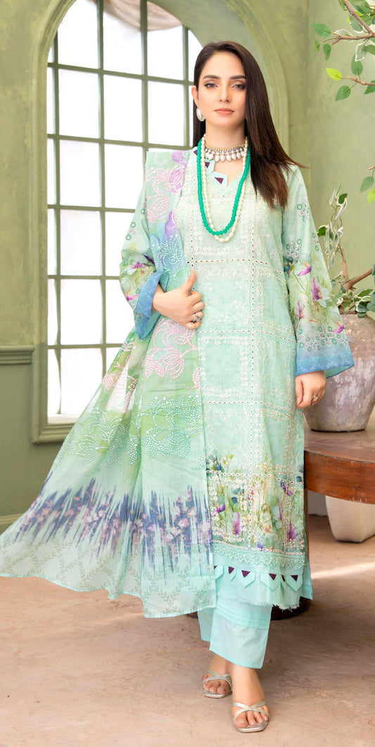 Mint Fiza Lawn Suit – 3 Piece Unstitched