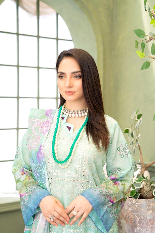 Mint Fiza Lawn Suit – 3 Piece Unstitched