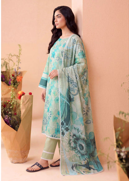 Mint Oasis Lawn Suit – 3 Piece Unstitched