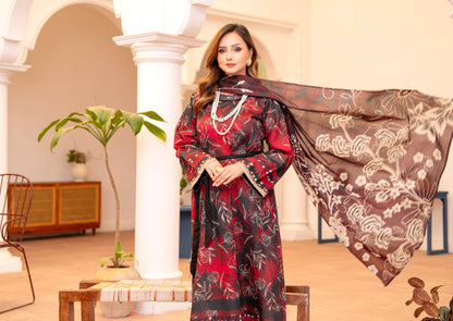 Noir Dahlia Lawn Suit – 3 Piece Unstitched
