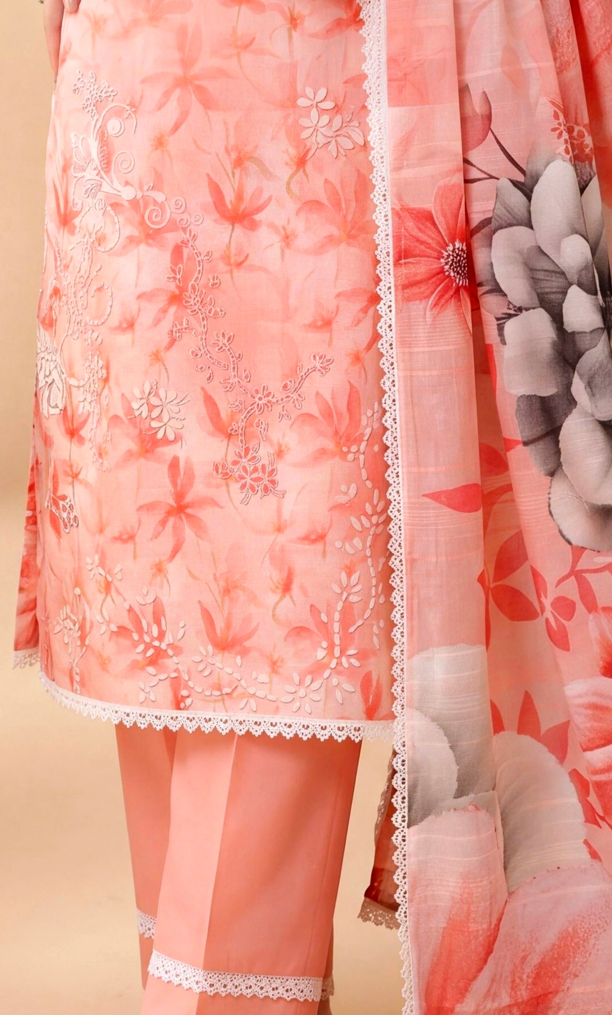 Peach Vignette Lawn Suit – 3 Piece Unstitched