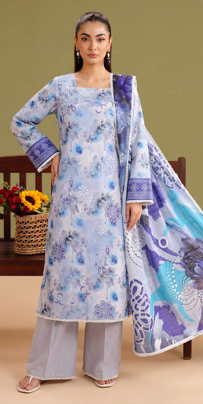 Periwinkle Solace Lawn Suit – 3 Piece Unstitched