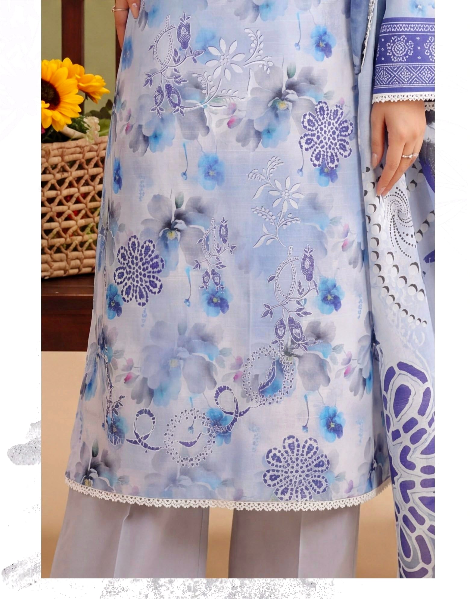 Periwinkle Solace Lawn Suit – 3 Piece Unstitched
