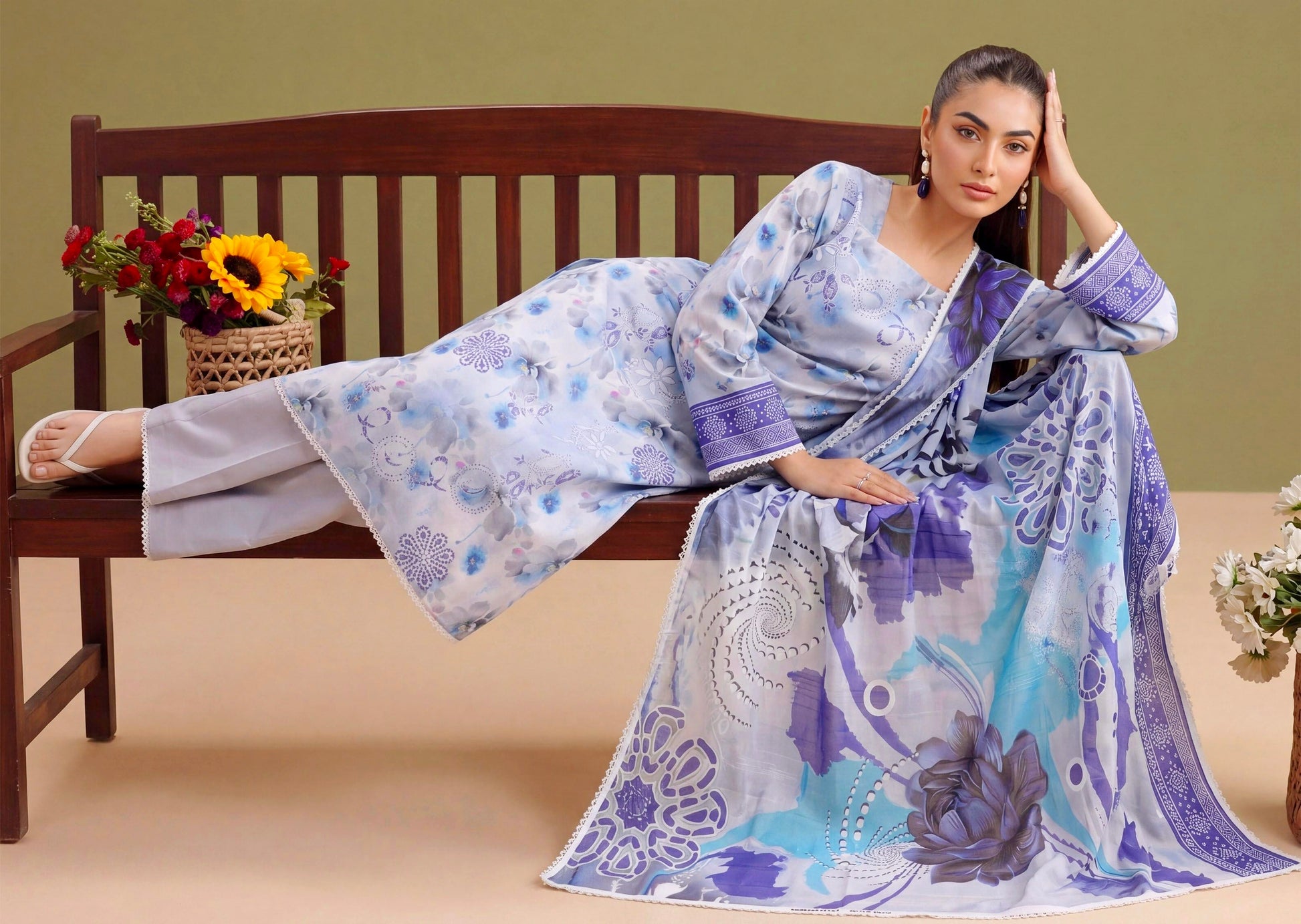 Periwinkle Solace Lawn Suit – 3 Piece Unstitched