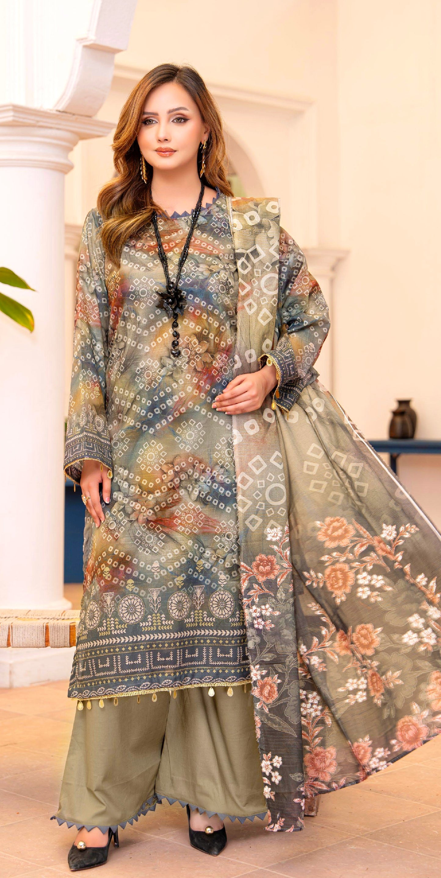 Sage Fusion Lawn Suit – 3 Piece Unstitched
