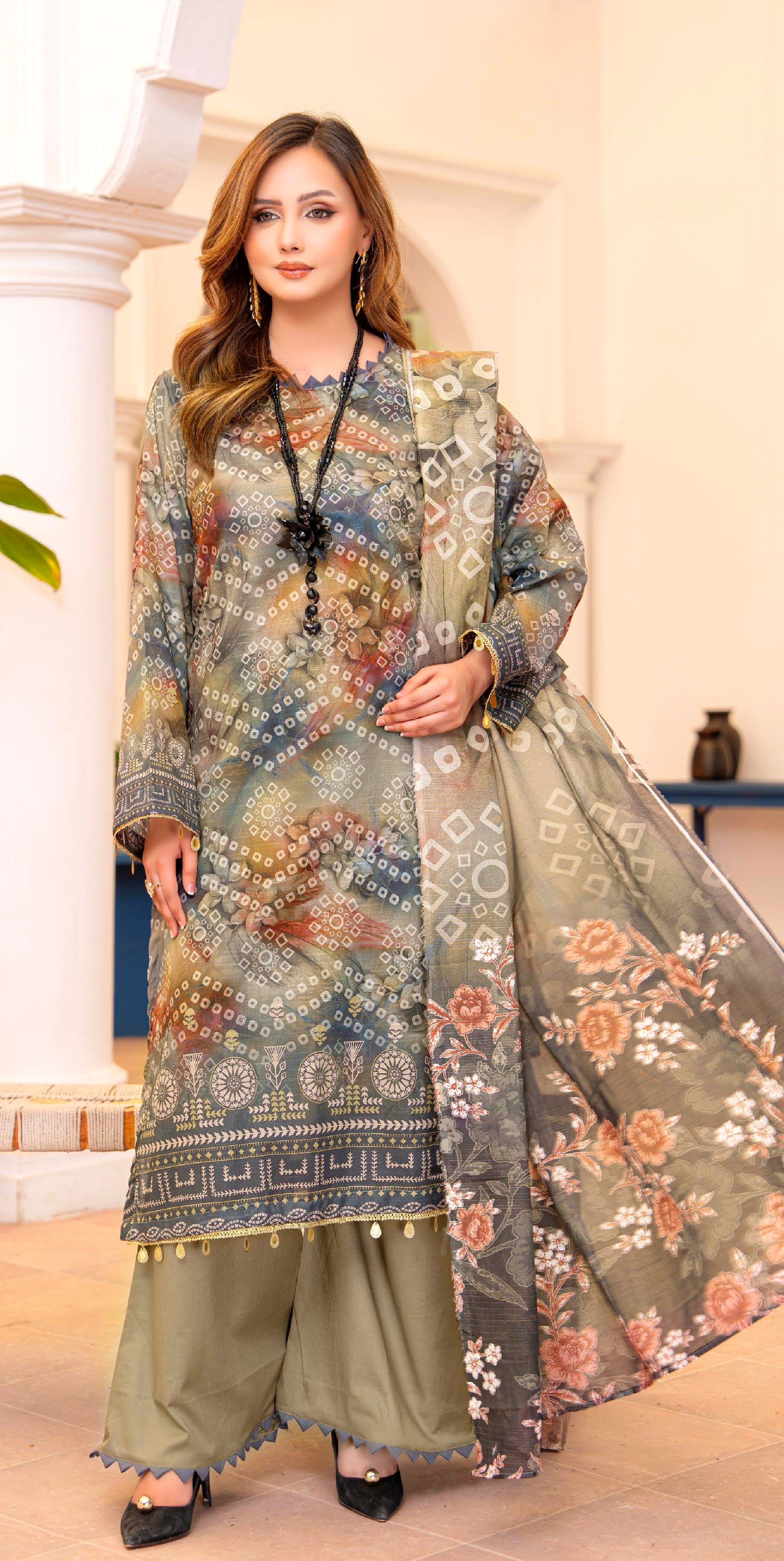 Sage Fusion Lawn Suit – 3 Piece Unstitched
