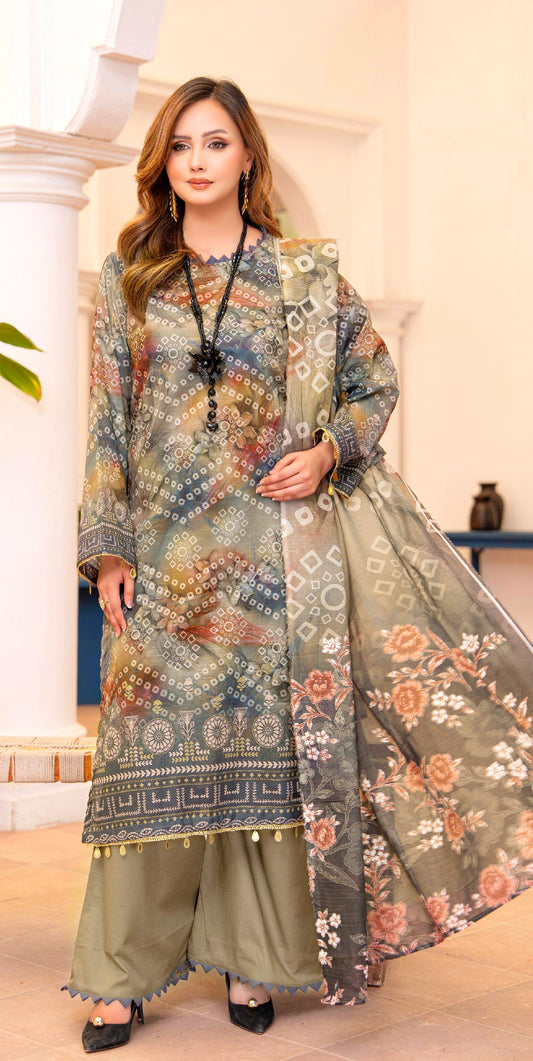 Sage Fusion Lawn Suit – 3 Piece Unstitched